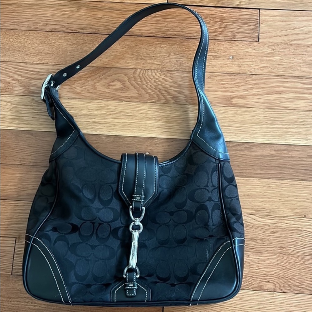 Black coach monogram shoulder bag